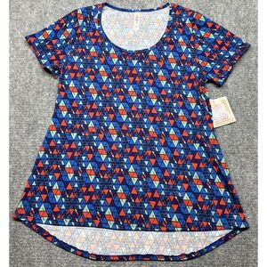 LulaRoe Classic T-Shirt Womens S Multicolor Geometric Round Neck Short Sleeve